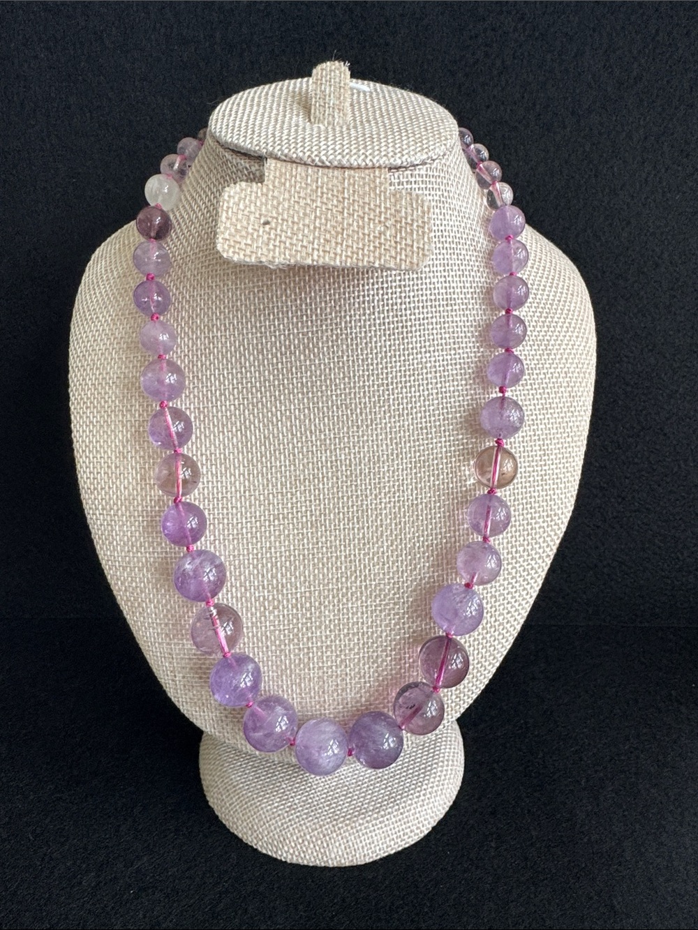 VTG Genuine Lavender Amethyst Graduated Bead Necklace 17-18"